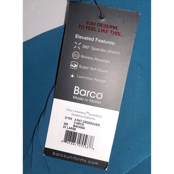 GREY'S ANATOMY Women's Blue Three Pocket  Scrub Top size 2XL - Picture 9 of 10